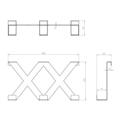 Patère murale 3 têtes zigzag Cime réversible métal noir