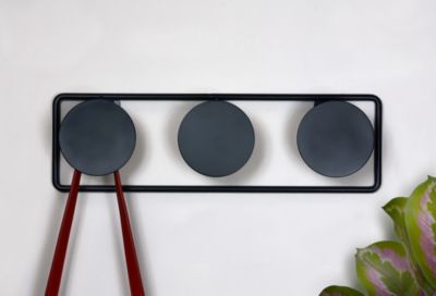 Patère murale en bois noir 40cm – À visser pour murs solides