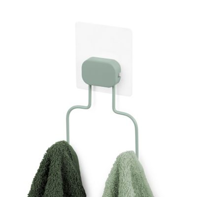 Patère salle de bains à coller 2 têtes Compactor Grena en métal coloris vert