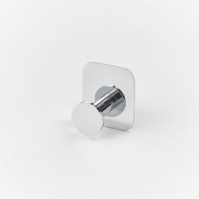 Patère salle de bains à visser ou à coller 1 tête GoodHome Koros en acier coloris argent
