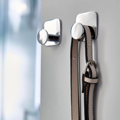 Patère salle de bains à visser ou à coller 1 tête GoodHome Koros en acier coloris argent