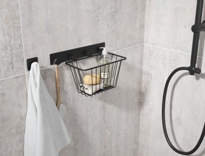 Pclapora 10 Pièces Crochets Muraux Noir, Patère Porte Manteau Murale, Patere Salle De Bain, Patères à Visser Pour Panneaux Acoustiques, Pour Mur, Porte, Salle De Bain, Douche, Armoire, Couloir