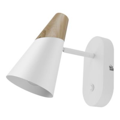 Patère spot E14 5W GoodHome Arraqis blanc mat L.8 x L.21 x H.15 cm