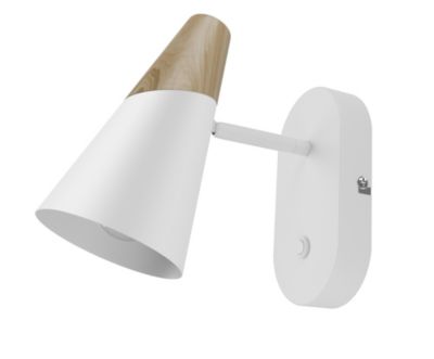 Patère spot E14 5W GoodHome Arraqis blanc mat L.8 x L.21 x H.15 cm