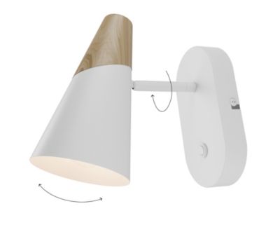 Patère spot E14 5W GoodHome Arraqis blanc mat L.8 x L.21 x H.15 cm
