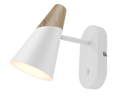 Patère spot E14 5W GoodHome Arraqis blanc mat L.8 x L.21 x H.15 cm