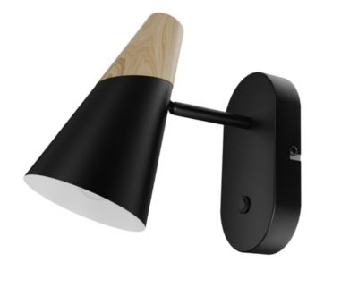 Patère spot E14 5W GoodHome Arraqis noir mat L.8 x L.21 x H.15 cm