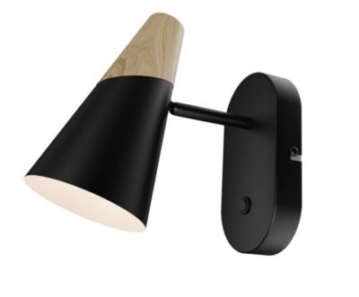 Patère spot E14 5W GoodHome Arraqis noir mat L.8 x L.21 x H.15 cm