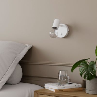 Patère spot E27 8.6W GoodHome Ghlin blanc mat L.10 x L.13 x H.13 cm