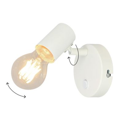 Patère spot E27 8.6W GoodHome Ghlin blanc mat L.10 x L.13 x H.13 cm