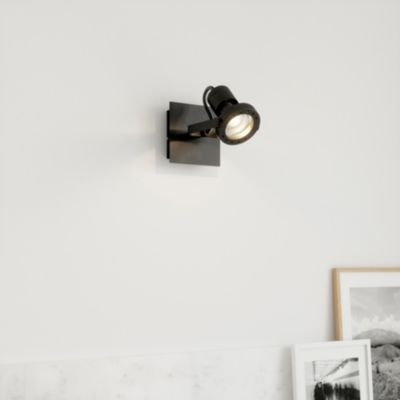 Patère spot GU10 5W GoodHome Chaman noir mat L.10 x L.17 x H.10 cm