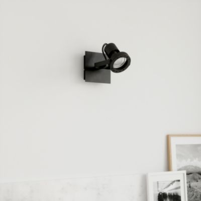 Patère spot GU10 5W GoodHome Chaman noir mat L.10 x L.17 x H.10 cm