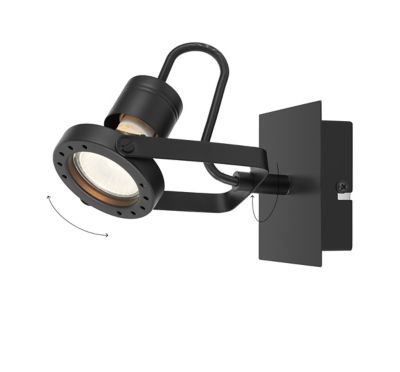 Patère spot GU10 5W GoodHome Chaman noir mat L.10 x L.17 x H.10 cm