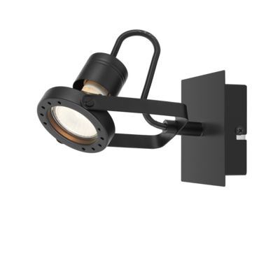 Patère spot GU10 5W GoodHome Chaman noir mat L.10 x L.17 x H.10 cm