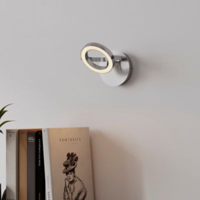 Patère spot LED intégrée 400 lm 6 W blanc chaud GoodHome Taphao nickel satiné L.18 x L.13,5 x H.14 cm