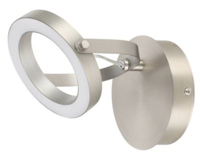 Patère spot LED intégrée 400 lm 6 W blanc chaud GoodHome Taphao nickel satiné L.18 x L.13,5 x H.14 cm