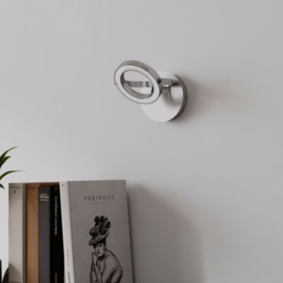 Patère spot LED intégrée 400 lm 6 W blanc chaud GoodHome Taphao nickel satiné L.18 x L.13,5 x H.14 cm