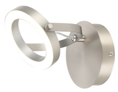 Patère spot LED intégrée 400 lm 6 W blanc chaud GoodHome Taphao nickel satiné L.18 x L.13,5 x H.14 cm