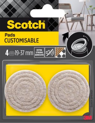 Patin anti rayures adhésif feutre rond beige Scotch ø37 mm