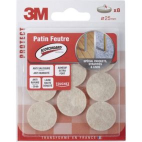 Assortiment 8 patins en plastique 3M Ø25 mm