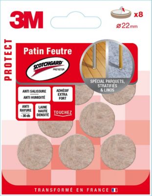 Patin feutre laine adhésif Scotch ø22 mm, lot de 8