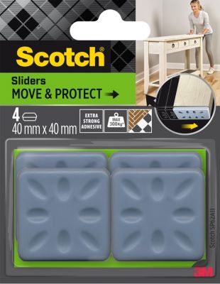 Patin glisseur adhésif carré gris Scotch ø40 mm