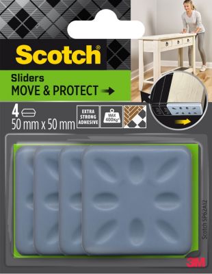 Patin glisseur adhésif carré gris Scotch ø50 mm