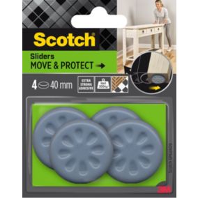 Patin glisseur adhésif rond gris Scotch ø40 mm x 1 mm, lot de 4