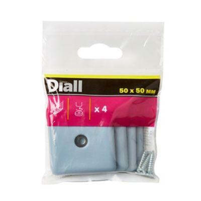 Patin vissés Diall 50*50 mm x 4, noir + gris/bleu