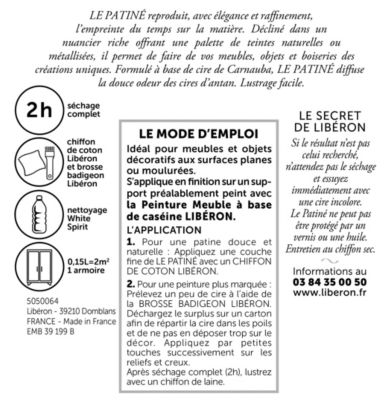 Patine boiseries Libéron effet métallisé terre 0,15L