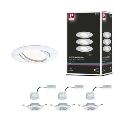 Paulmann 93423 Base, lot de 3 spots encastrables LED blancs, 15 W