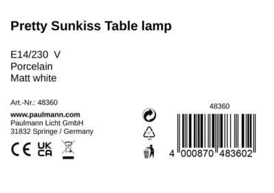 Paulmann Pauleen Lampe à poser Pretty Sunkiss E14 max. 20W Blanc dépoli