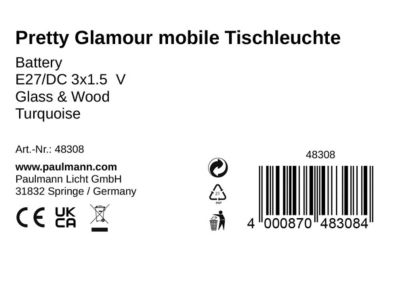 Paulmann Pauleen Lampe à poser Sparkling Glamour E27 2700K 40lm 0,8W turquoise