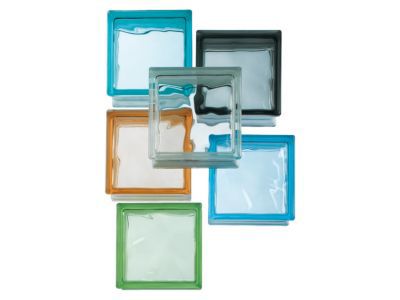 Pavé de verre Nuage azur 19 x 19 cm, ép.80 mm