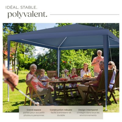 Pavillon 3 x 3 m avec système d'emboîtement bleu