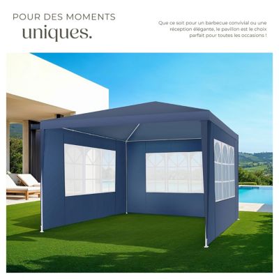 Pavillon 3 x 3 m avec système d'emboîtement bleu