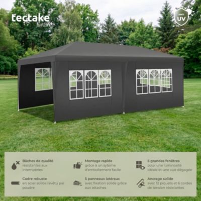 Pavillon 6 x 3 m avec système d'emboîtement gris