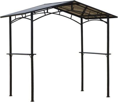 Pavillon de Jardin 2,5 x 1,5 m Abri Barbecue Noir avec Etageres et Toit Polycarbonate