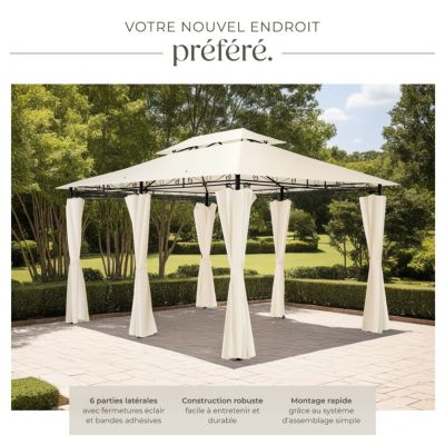 Pavillon de jardin 4 x 3 m crème