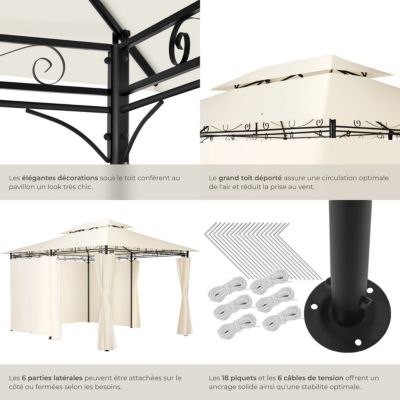 Pavillon de jardin 4 x 3 m crème