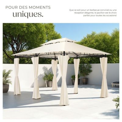 Pavillon de jardin 4 x 3 m crème