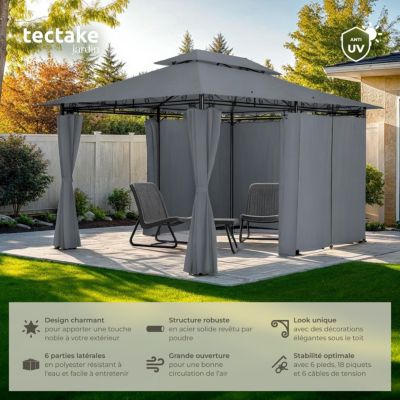 Pavillon de jardin 4 x 3 m gris anthracite