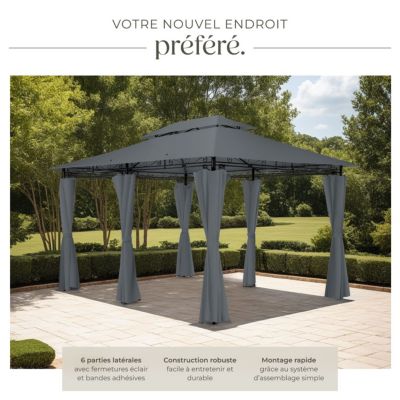 Pavillon de jardin 4 x 3 m gris anthracite