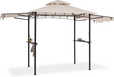 Pavillon de jardin avec tablettes pour grillades en polyester résistant au feu