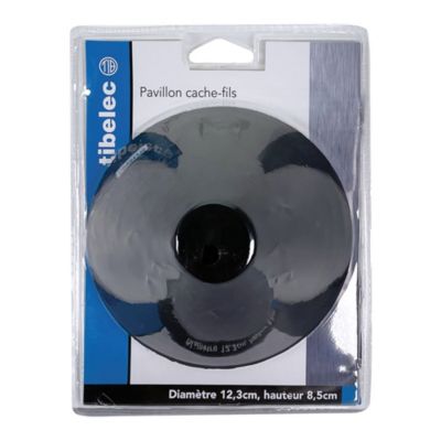 Pavillon Luminaire Cache-fils Tibelec - Demi-sphère Métal Noir Ø100mm - Pour Suspensions Déco