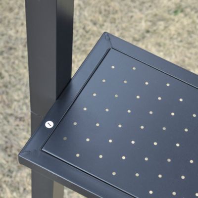 Pavillon jardin - abri barbecue - steakhouse 2 étagères - dim. 2,46 x 1,49 x 2,30 m - alu. métal noir toit polycarbonate