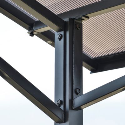 Pavillon jardin - abri barbecue - steakhouse 2 étagères - dim. 2,46 x 1,49 x 2,30 m - alu. métal noir toit polycarbonate