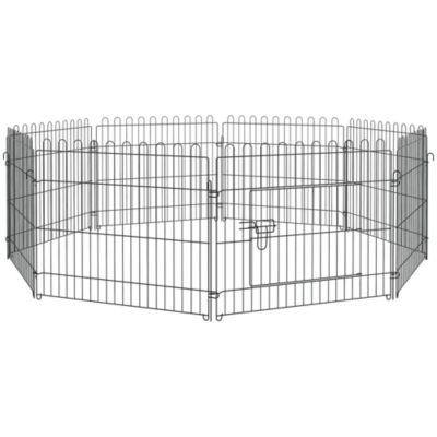 PawHut Parc enclos pour chiens chiots animaux domestiques diamètre 158 cm 8 panneaux 71L x 61H cm noir