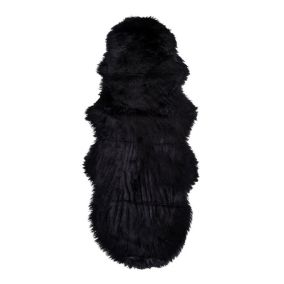 Peau d'agneau artificielle noire de 60x180 cm pour décoration et artisanat