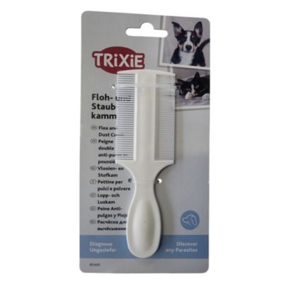 Peigne double antipuces et poussière pour chat et chien